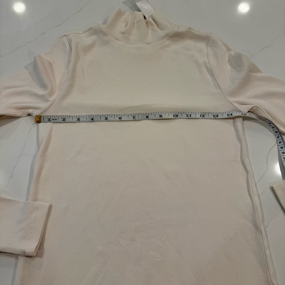 NWT LOFT Ribbed Mock Neck Sweater Top in Cream - Picture 4 of 6